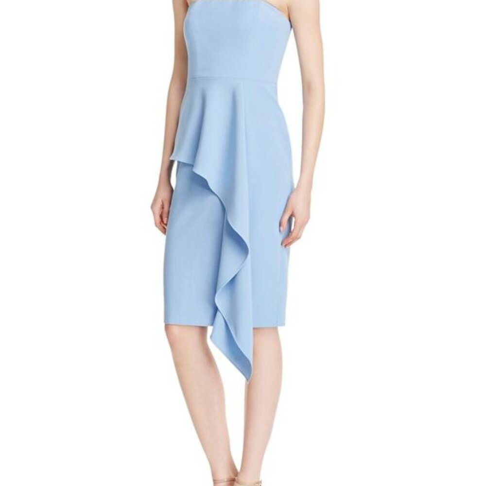 Black Halo Strapless Ruffle Cocktail Dress - Blue - 2